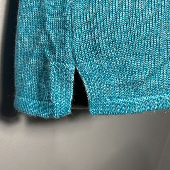 Chico's V-Neck Turquoise 3/4 Sleeve Acrylic Tunic Sweater‎ Size 2 (12-14) - Picture 3 of 7